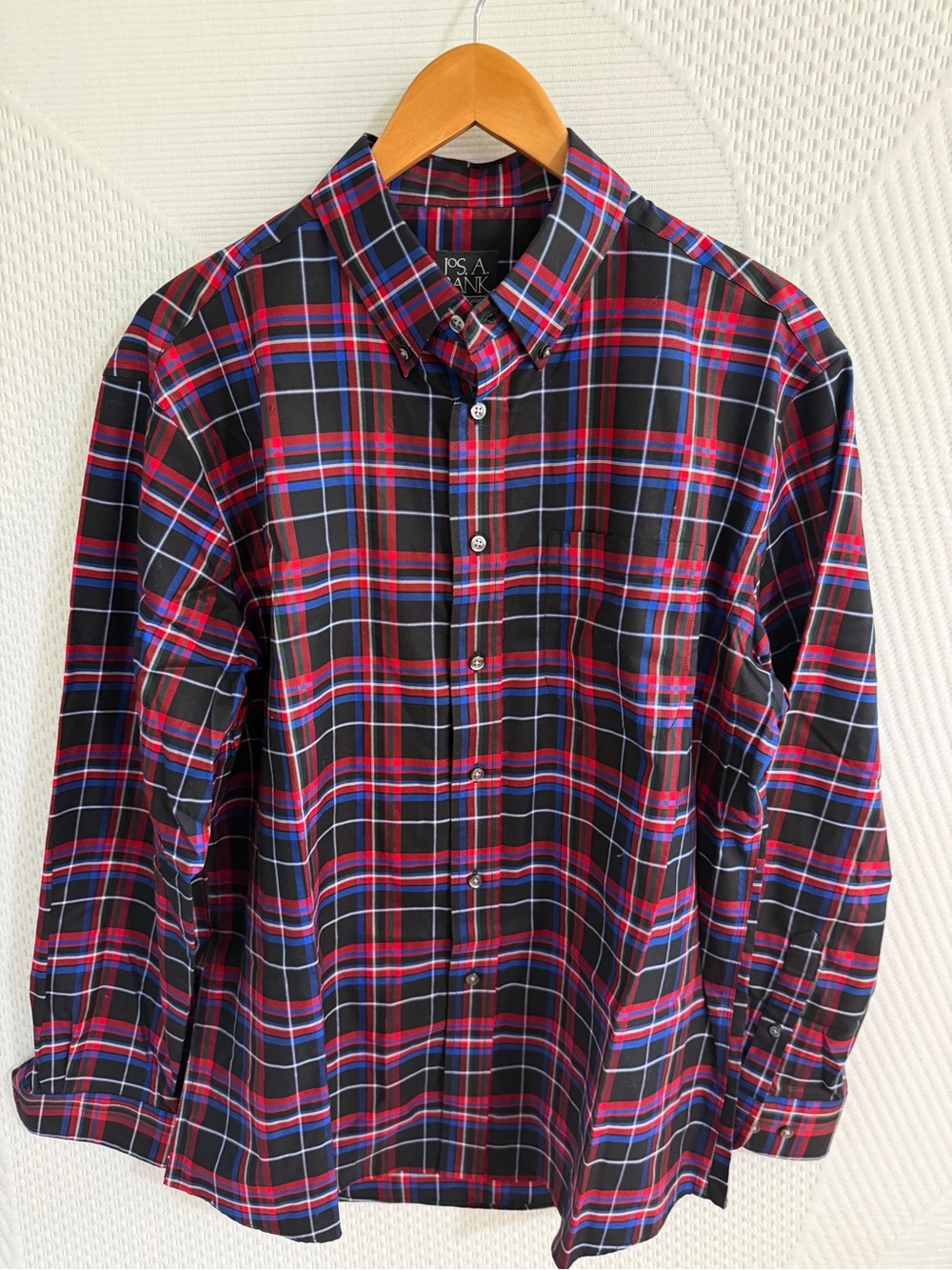 Jos. A. Bank Men's Red & Blue Plaid Button-Down Shirt NWOT